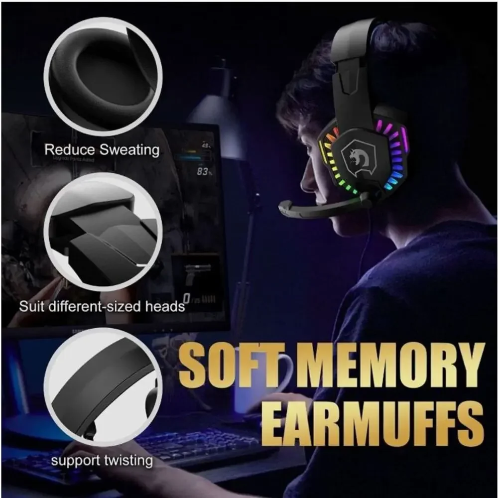 MAMBASNAKE T11 Wired Keyboard Combo, Mouse, Headphone& Pad, Rainbow LED Backlit